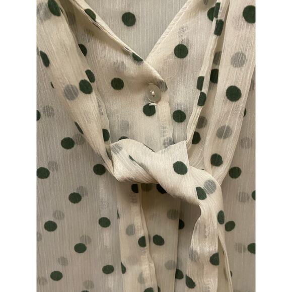 Renee C women’s sheer blouse with button up front and tie size small - Picture 3 of 9